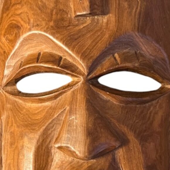 Vtg AFRICAN Hand-Carved Solid Wood Mask Tribal Art 13" high x 7" wide x 3.5 deep - Picture 4 of 12